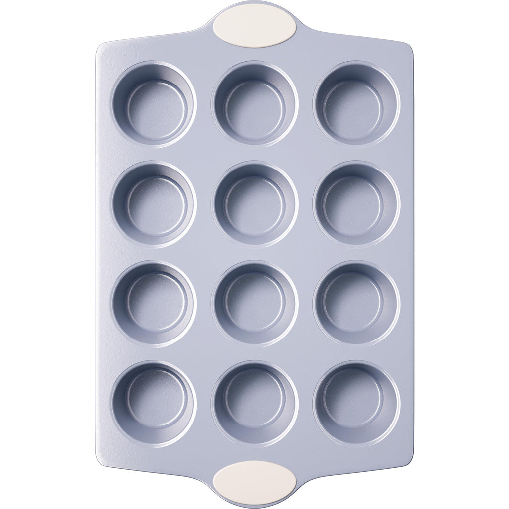 BRONYPRO 12-Cup Non Toxic Nonstick Ceramic Muffin Pan & Cupcake Tin, PFOA & PFOA Free, Heavy Duty Rust-Resistant Aluminized Steel, Oven Safe, Cream White