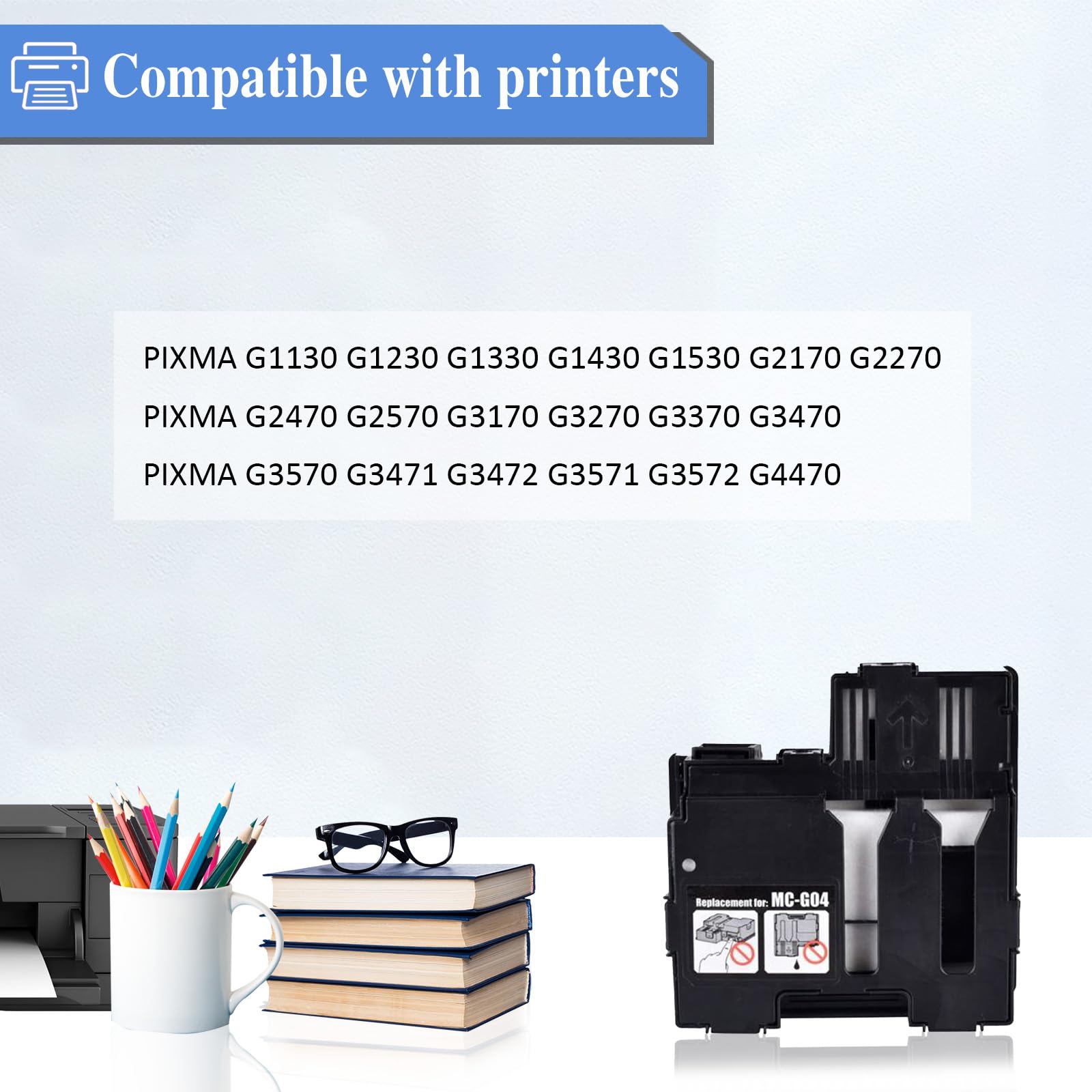 Compatible with Canon MC-G04 MC G04 Waste Ink Collector Work for Canon MC-G04 Maintenance Cartridge Pixma G1130 G1230 G1330 G1430 G1530 G2170 G2270 G2470 G2570 G3170