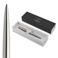 Parker Jotter Ballpoint Pen, Stainless Steel with Chrome Trim, Medium Point, Blue Ink, Gift Box, ‎1 Count (Pack of 1)
