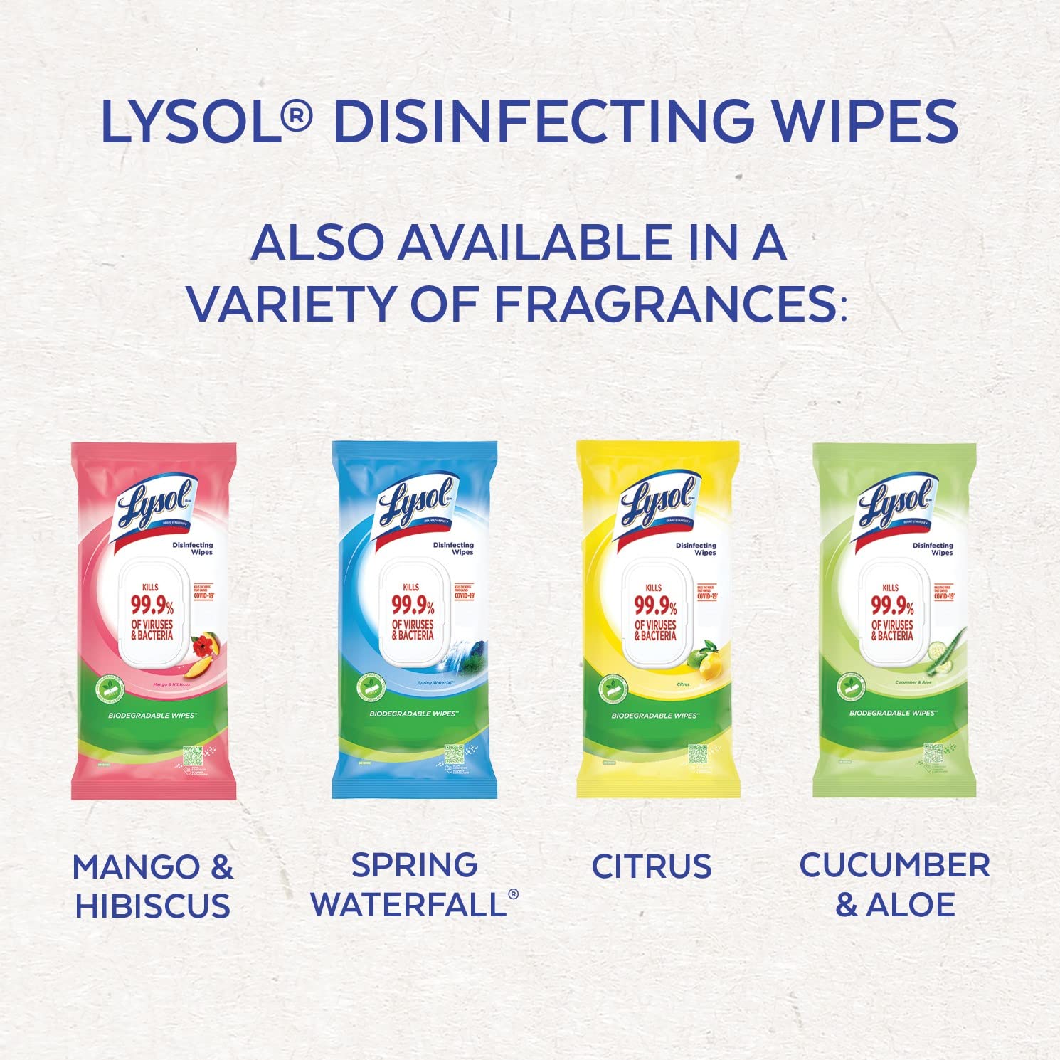 Lysol Disinfecting Wipes Flatpack, Citrus, Biodegradable Wipes, Kills 99.9% of Viruses & Bacteria, Bulk Pack of 4, 336 count (4 x 84 count)