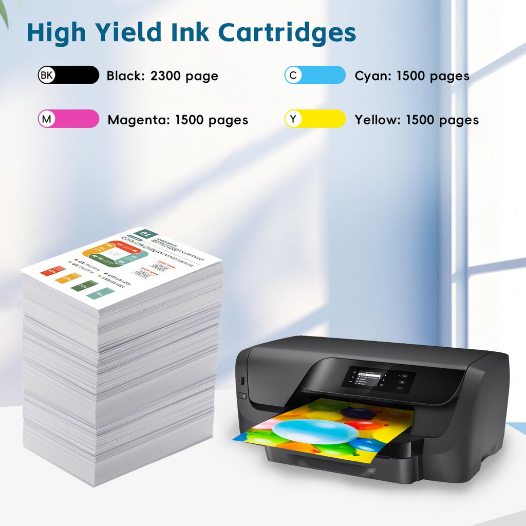 950XL 951XL Printer Ink Cartridges for HP Printers 8600 8100 8625 251dw 271DW 276DW Series, 951 XL 950 XL High Pages Yield 4-Pack (Black| Cyan| Magenta| Yellow)
