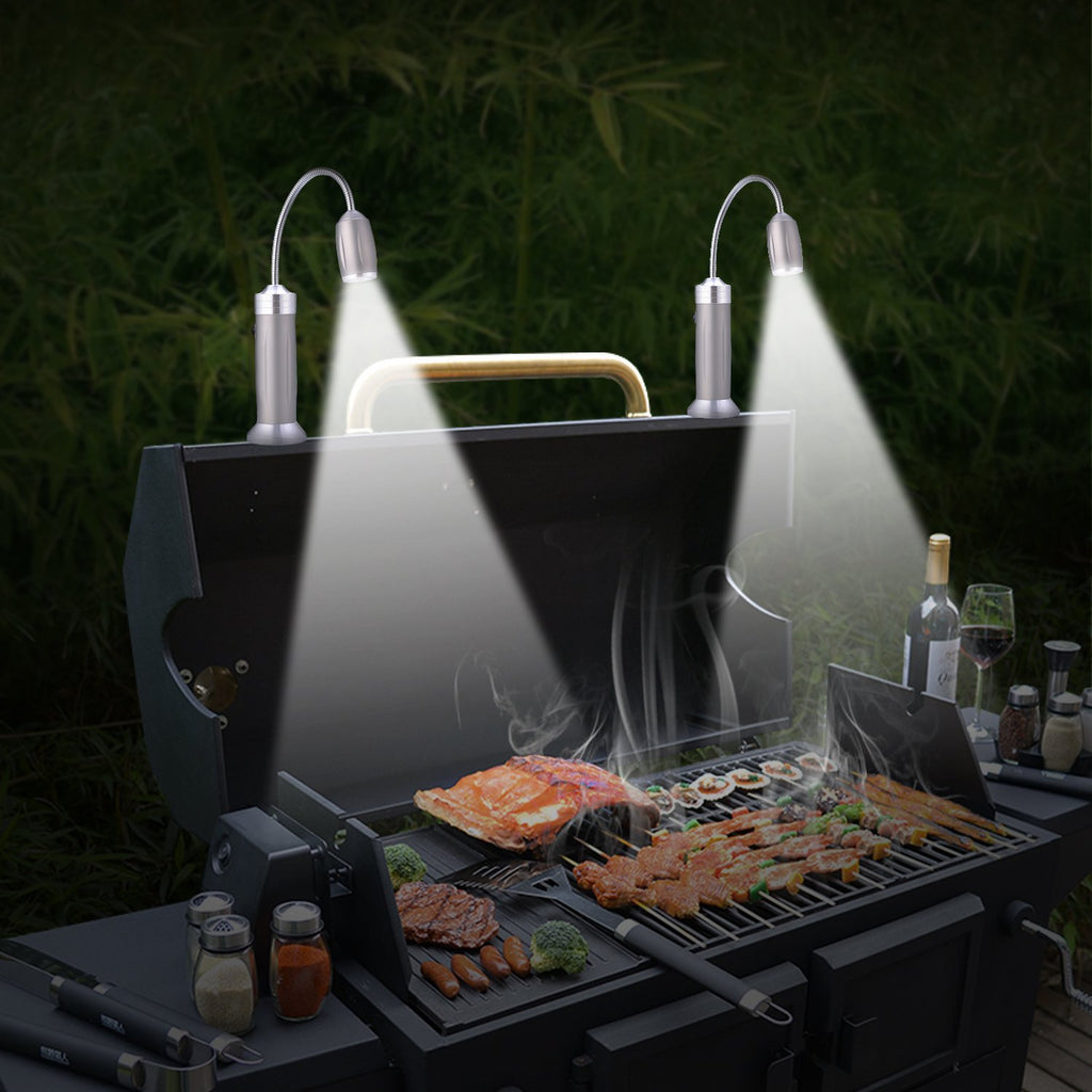 IMAGE Magnetic Ultra-Bright Barbecue Grill Light with Super Bright LED Lights, Magnetic Base Flexible Gooseneck BBQ Light for Grilling,Adjustable Any Gas,Charcoal,Electric Grill White-1 Pair