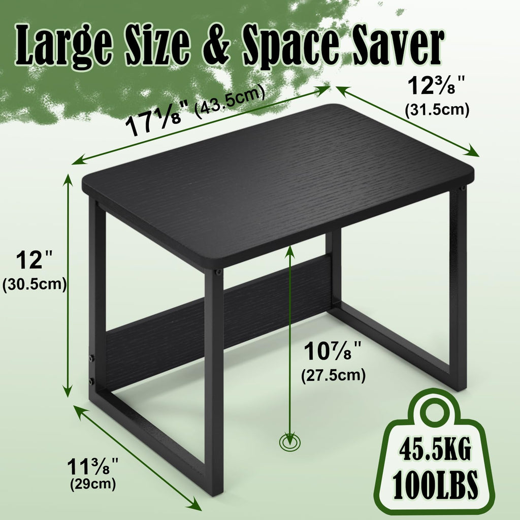MARTY Printer Stand for Desk, Black Desktop Printer Stand Shelf Organzier for Home/Office Heavy Duty Printer Riser Under Desk Small Table for Printer