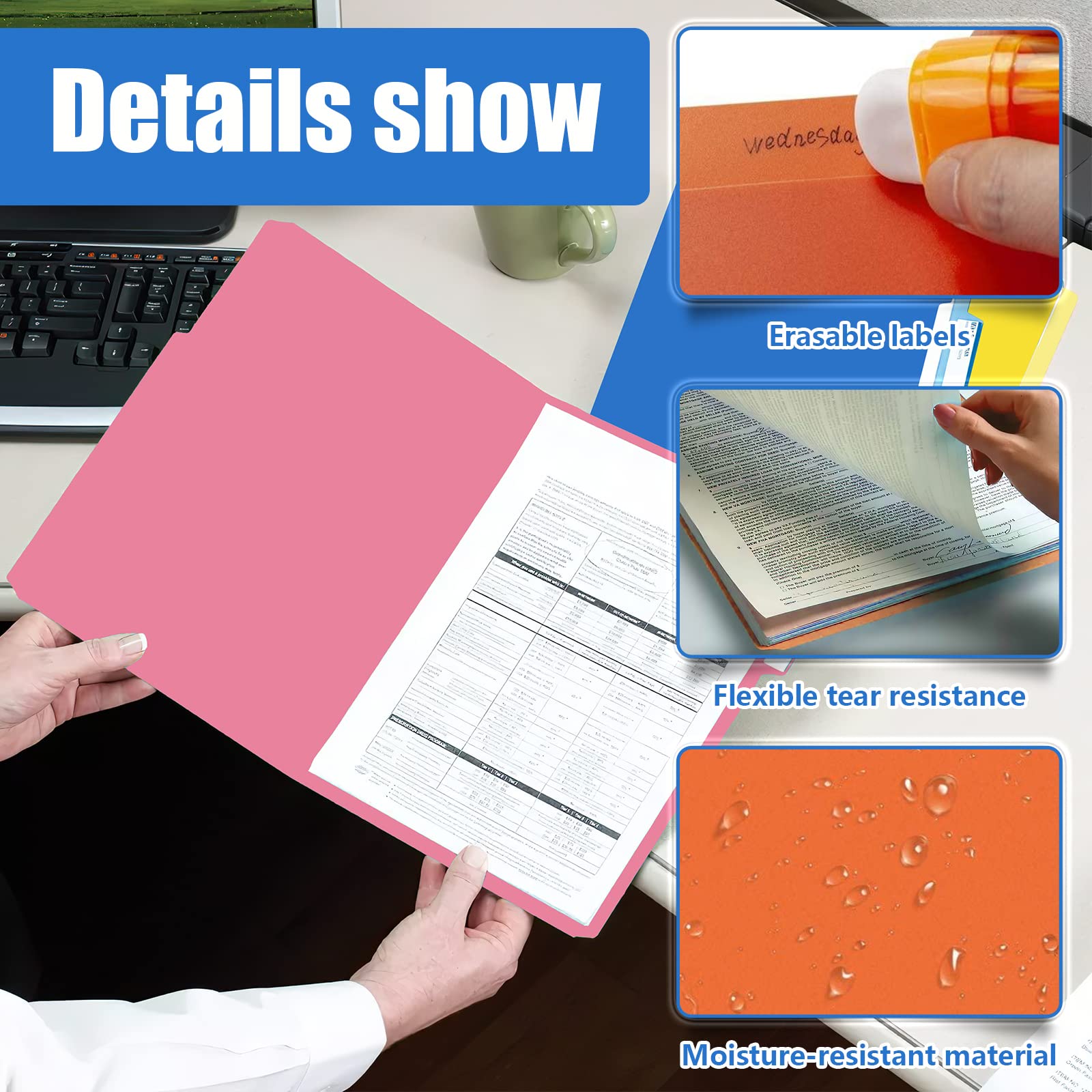 Color File Folders, 20 Pcs Office File Folders, Letter Size File Folders for Organizing and Storage File, School and Office Supplies