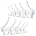 SKOLOO Wall Mounted Coat Rack, 5 Tri Hooks - Heavy Duty, Stainless Steel Coat Hooks for Hanging, Coat Hanger Wall Mount, Hook Rack, White, 2 Packs