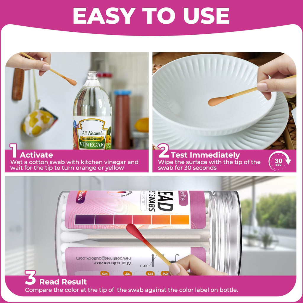 NewPos Lead Test Kit: 30 Swabs Accurately Formulated Lead Paint Test Kit Testing for Dishes Paint Cups Ceramics and All Surfaces - Results in 30 Seconds Lead Detector