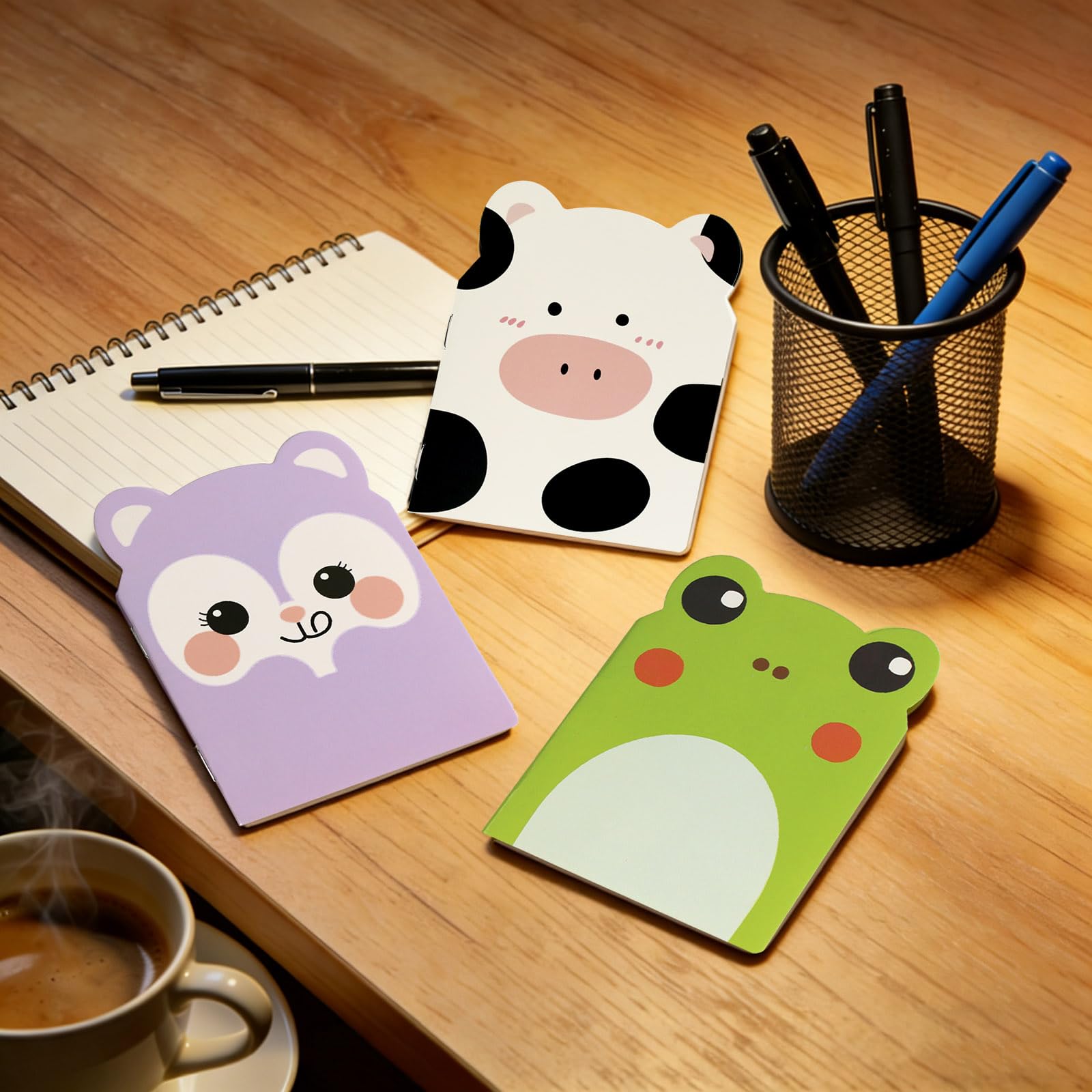 MAKIOTEKO 30 Packs Mini Animal Notebooks, Cute notebooks for kids Bulk Cartoon Frog Puppy Pig Chick Cow Notepad Themed Party Favors for School Christmas Supplies