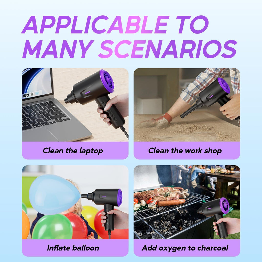 Goweto Electric Air Duster - Air Blower - Multi-Use Compressed Air Duster for Keyboard- Computer and PC - 5.74 oz Powerful Motor (Purple)