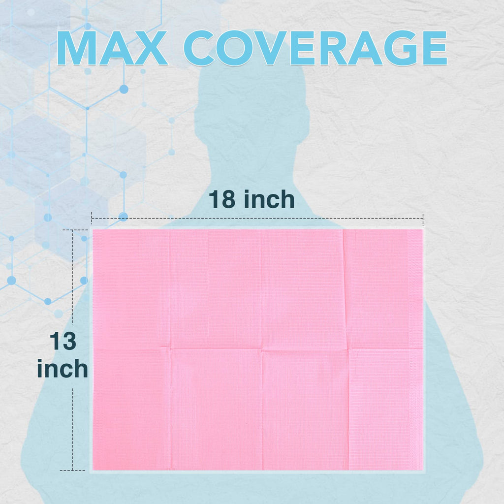 160 Pack Dental Bibs 13"x18"，3-Ply Waterproof Tattoo Bibs Sheet for Nail Salon，Dental Clinic，Feeding，Tattoo Shop (Pink)