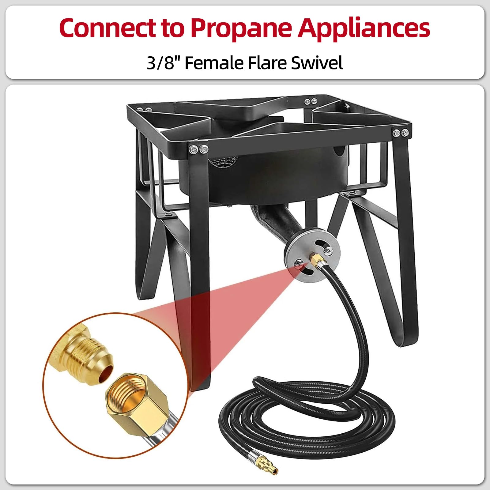 ZODIRISE 12 FT RV Quick Connect Propane Hose for Blackstone 17 & 22 Inch Tabletop Griddle, Camp Chef Explorer, Outland Living Fire Bowl, Camping Grill, Portable Fire Pit