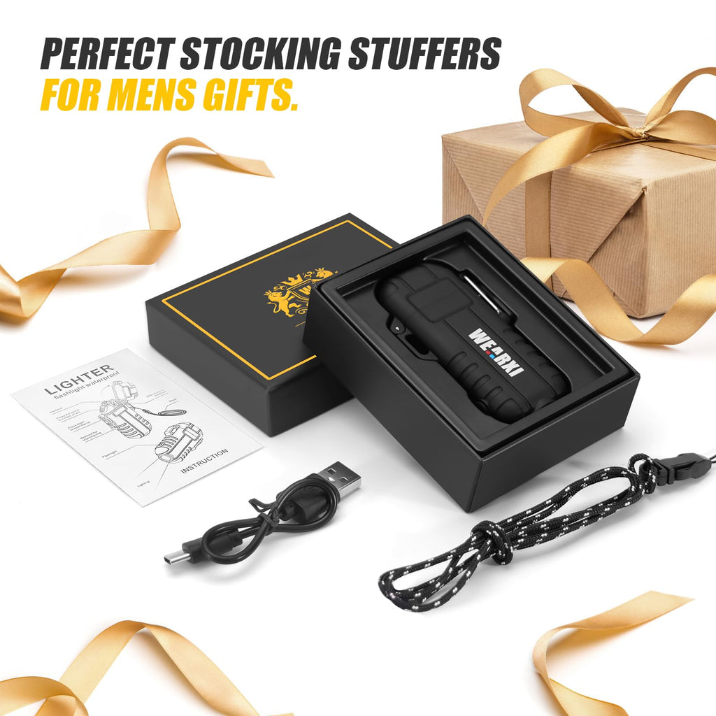 WEARXI Gifts for Men Electric Lighter, Easter Gifts for Adults, Father s Day Gift from Daughter Son Wife, Birthday Gift for Dad/Men/Him, Father s Day Ideas, Cool Gadgets Camping Accessories
