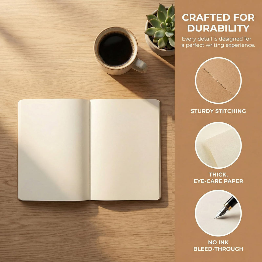 Nicunom 30 Pack A5 Kraft Notebooks, Bulk Blank Journals, Travel Journal Unlined Sketchbooks Memo Diary Planner for Office Classroom Supplies, 60 Pages, 8.3x5.5 inch