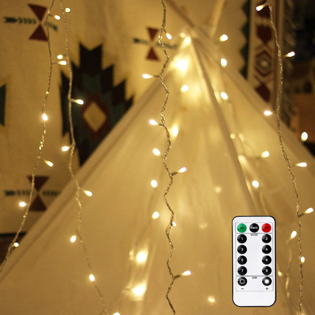 EShing LED String Lights Dimmable, USB Powered 100 Warm White LED Fairy Lights on 33ft Clear Cable, Twinkle Lights with Remote Timer for Indoor Outdoor Wedding Party Patio Backyard Room Decor