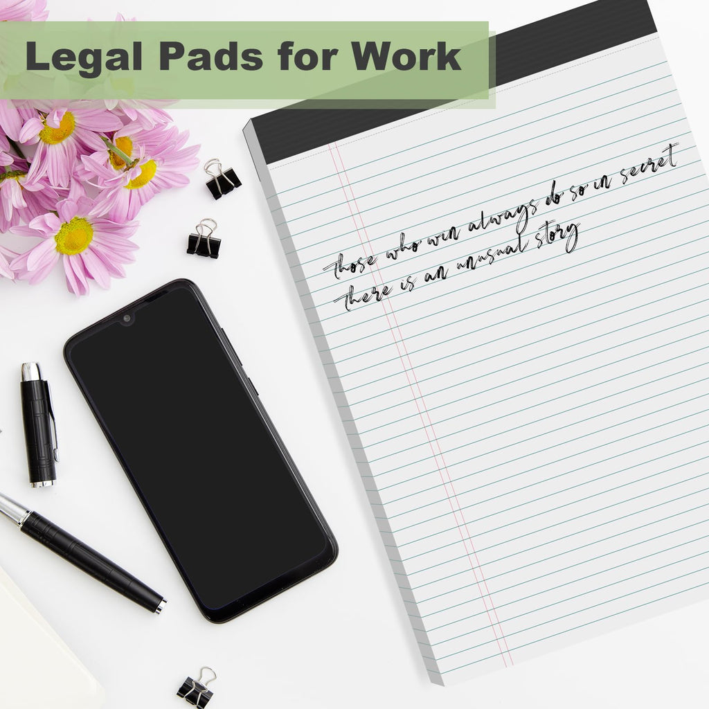 Legal Pads 8.5 x 11 College Ruled Note Pads, 6 Pack Notepads 8.5 x 11 Lined Paper Narrow Ruled Writing Pads, 30 Sheets Per Note Pad, Micro Perforated White Legal Pad 8.5 x 11 for Work/School/Office