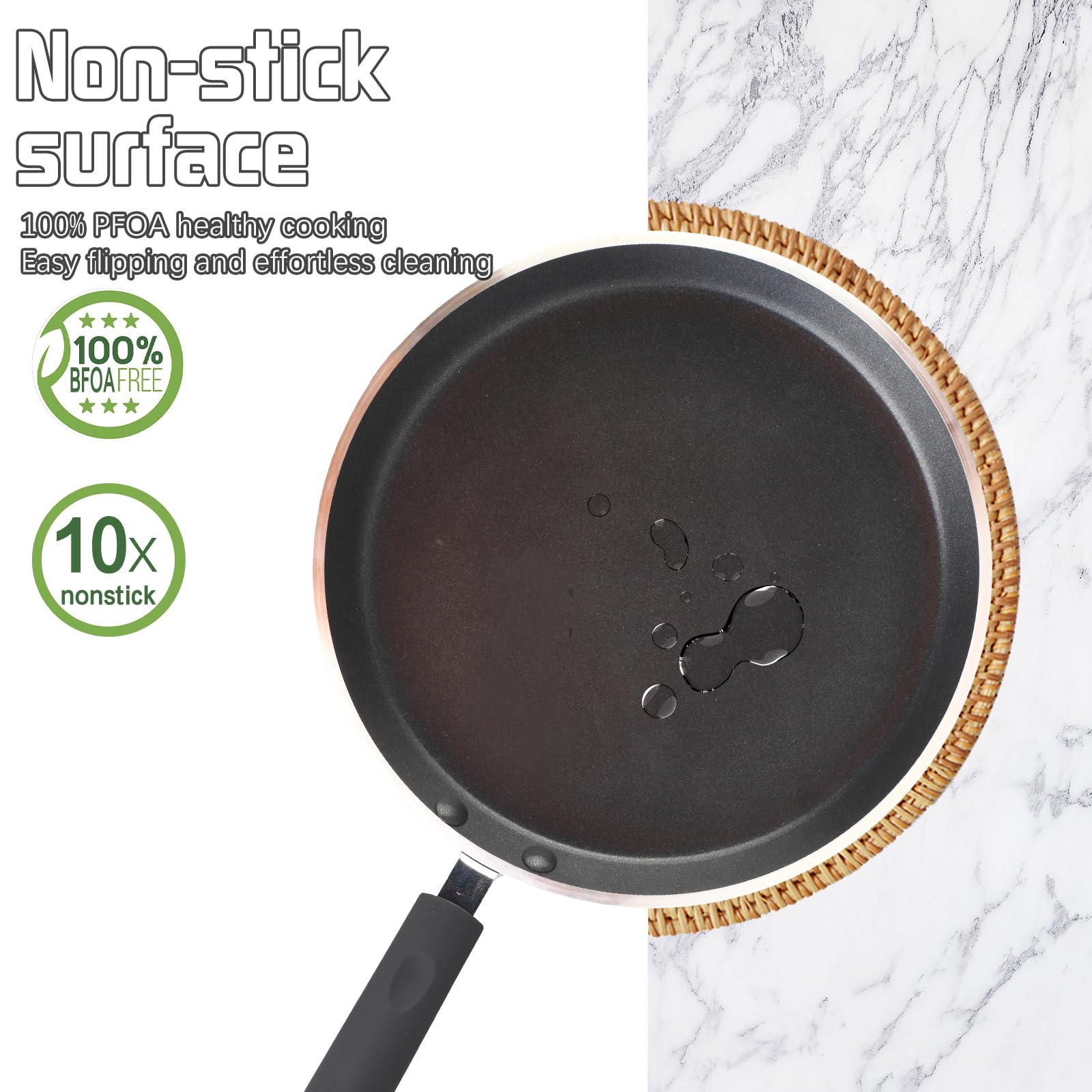 swiflon 10 Inch Nonstick Crepe Pan – Aluminum Pancake Skillet for Omelets, Induction Safe, PFOA-Free, Warp-Resistant