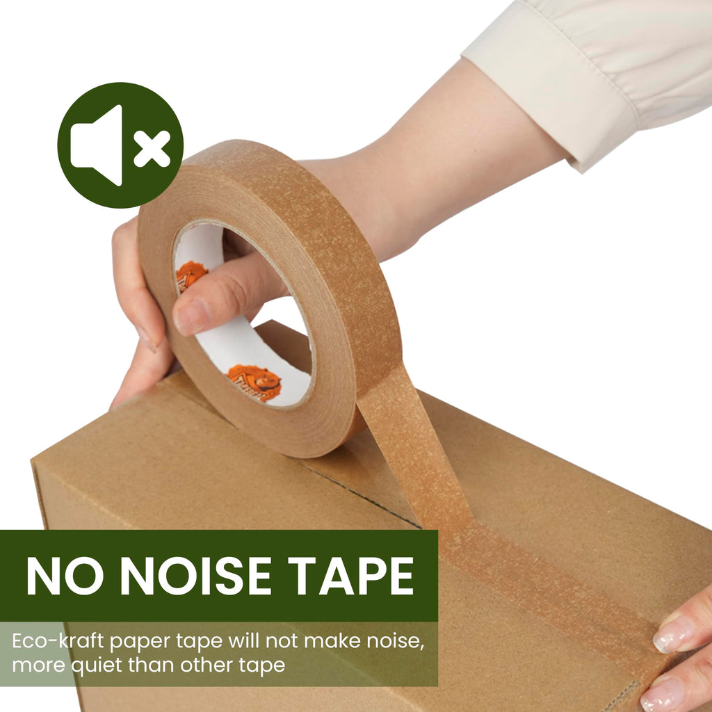 TAPEBEAR Narrow Kraft Paper Tape 6Rolls 1" x 164FT, Eco-Friendly Brown Packing Tape Recyclable for Photo Framing, Gift Wrapping, Labeling, Packaging, Shipping, Sealing, Moving