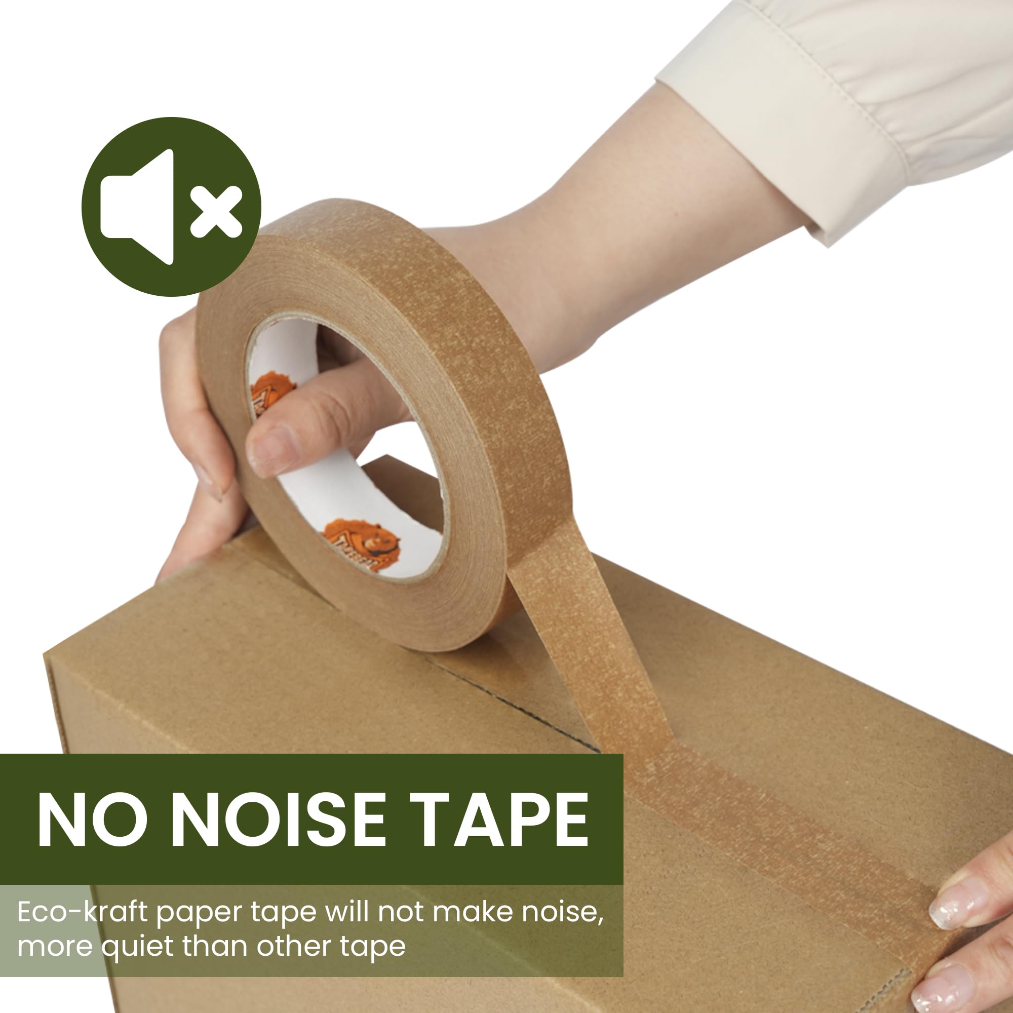 TAPEBEAR Narrow Kraft Paper Tape 6Rolls 1" x 164FT, Eco-Friendly Brown Packing Tape Recyclable for Photo Framing, Gift Wrapping, Labeling, Packaging, Shipping, Sealing, Moving
