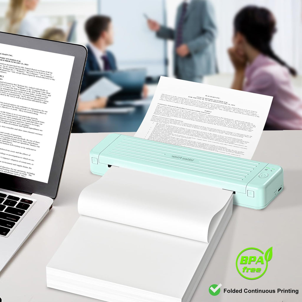 Thermal Printer Paper 8.5 x 11 Inch, Quick-Dry US Letter Thermal Paper, Compatible with M08F M832 Portable Printer, Continuous Perforated Folding Thermal Printer Paper for Office, Contract, 200 sheets