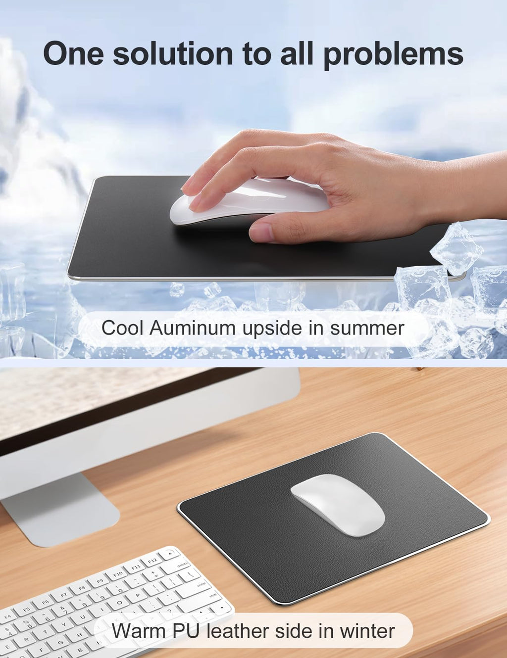 Hard Black Metal Aluminum Mouse Pad Mat Smooth Magic Ultra Thin Double Side Mouse Mat Waterproof Fast and Accurate Control for Gaming and Office((Large 11.81X9.45 Inch)