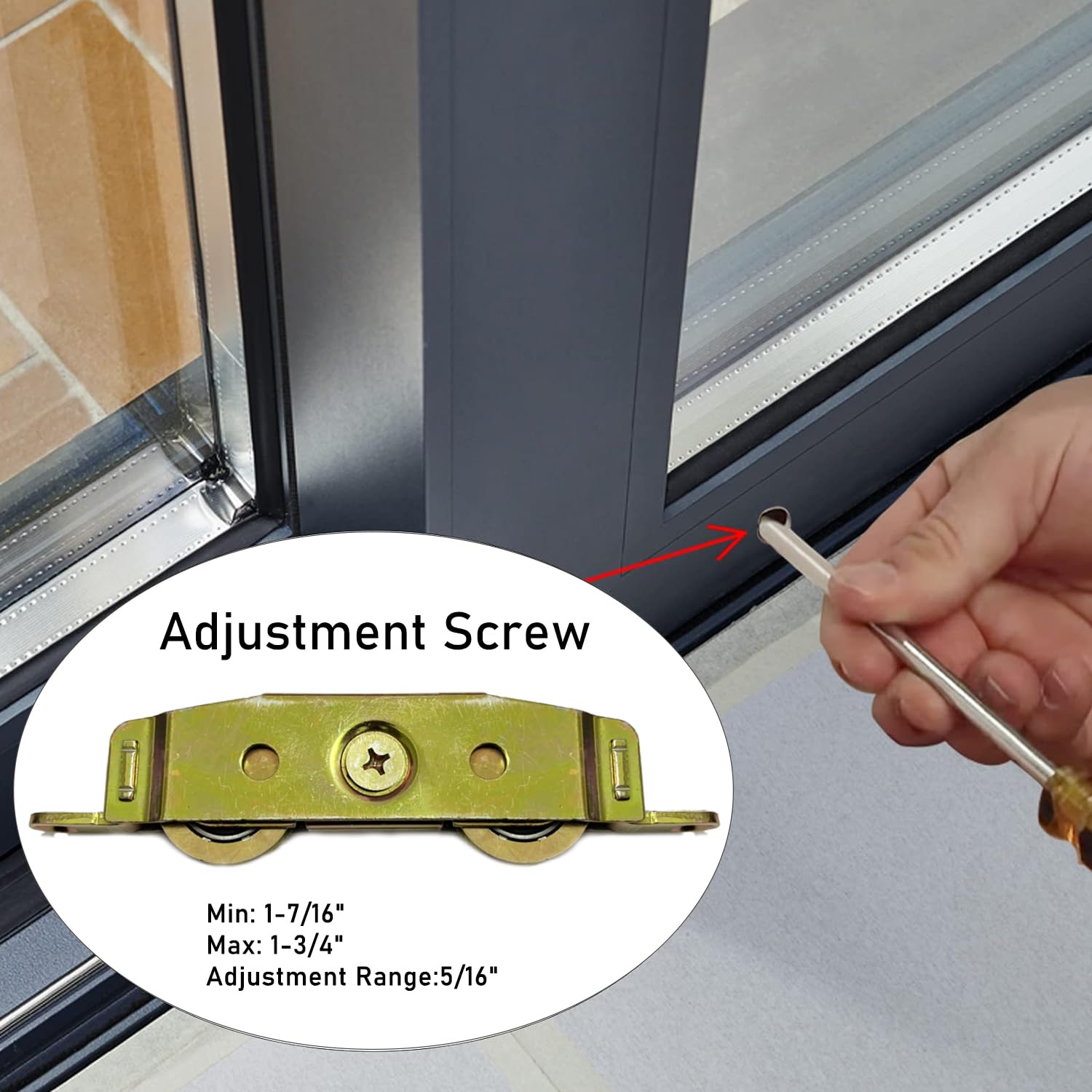 2 Pack Sliding Glass Door Rollers Replacement, 1-1/4" Steel Ball Bearing Patio Door Wheels, Heavy Duty Tandem Wheels Assembly for Andersen, Truth Part #31761A, Jeld Wen, Milgard, Marvin, Peachtree