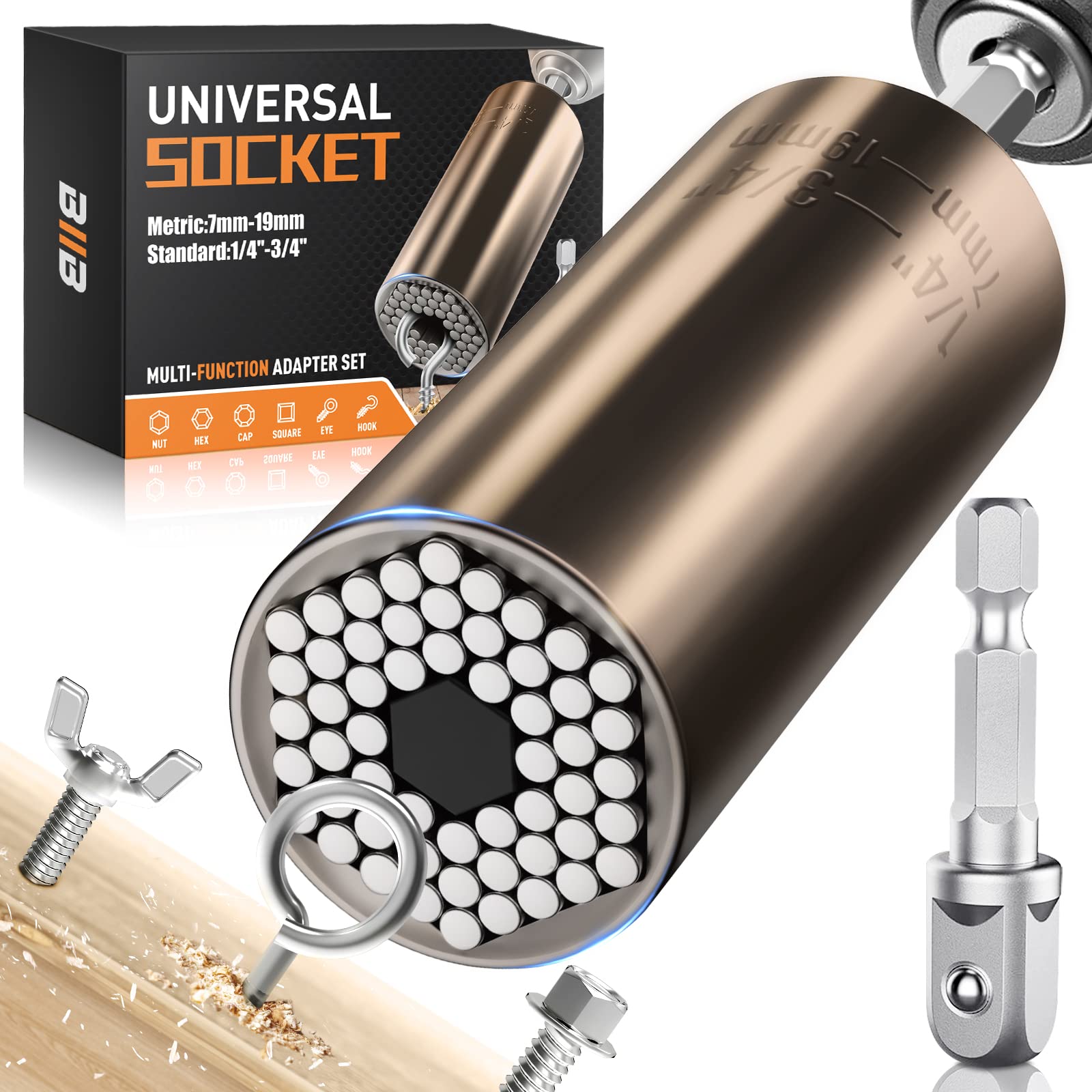BIIB Gifts for Men Super Universal Socket Tools, Birthday Mens Gifts for Men Dad Him Husband Boyfriend, Dad Gift for Who Have Everything, Fathers Day Gift, Cool Gadgets Tools for Mens