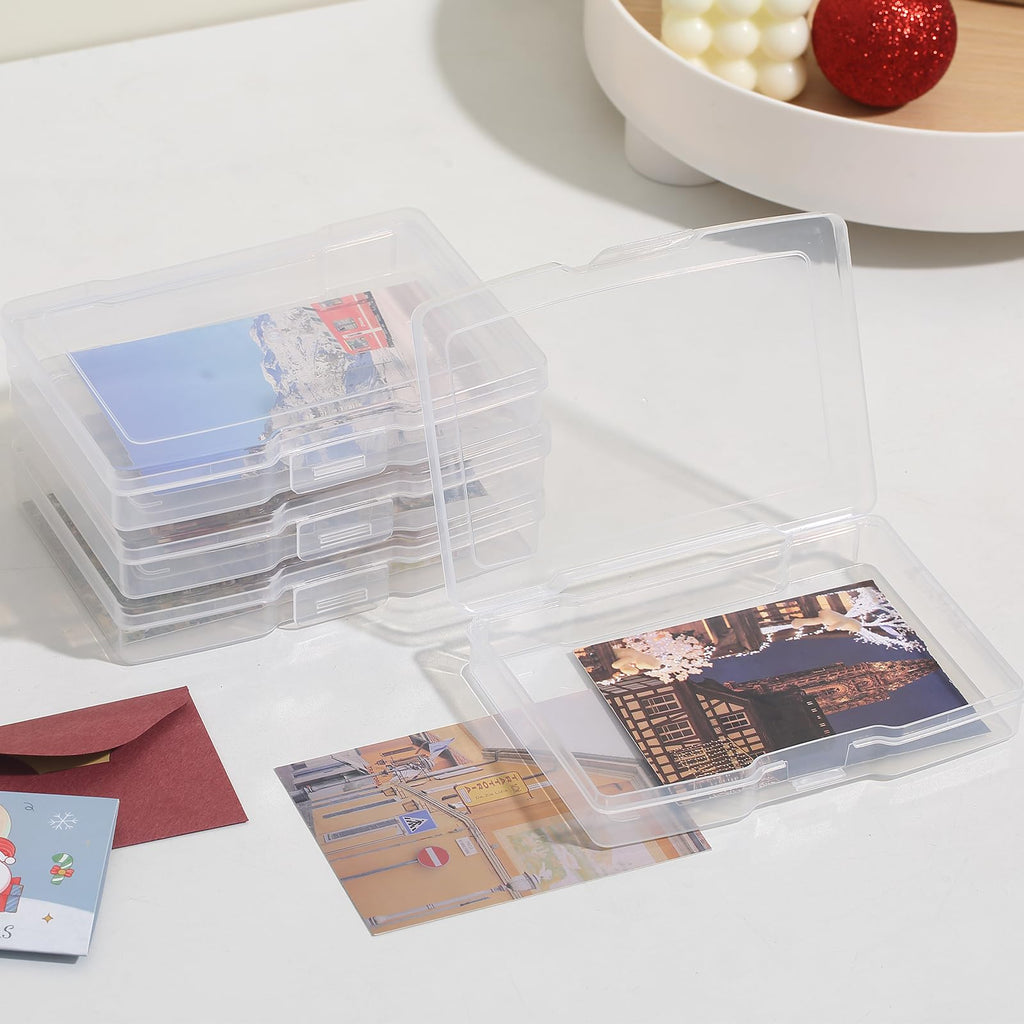 novelinks Photo Case 4 inch x 6 inch Photo Box Storage 16 Inner Photo Keeper Photo Organizer Cases Photos Storage Containers Box for Photos (Clear)