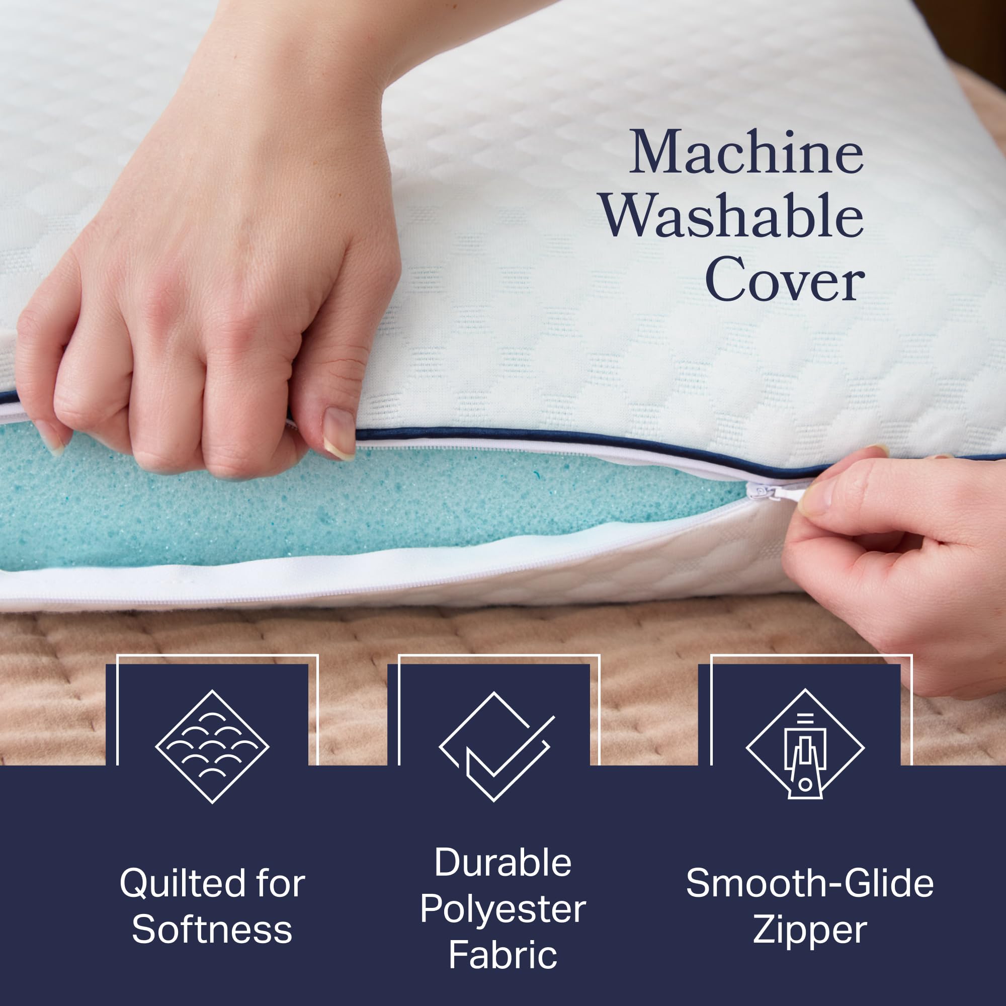 WEEKENDER Ventilated Gel Memory Foam Pillow - Washable Cover , White, Standard (Pack of 1)
