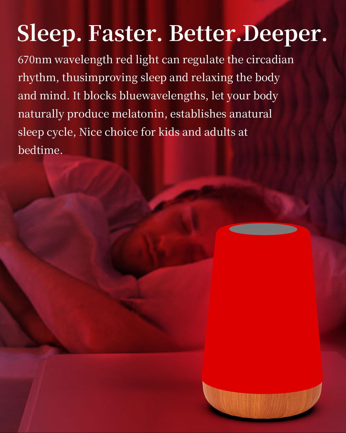 TLAOTNIY Red Light for Sleep Aid LampBlue Light Blocking Dimmable for Stress Relief Relaxation Travel Meditation and Yoga, 670nm Red Lamp