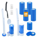 2 Pack Disposable Toilet Brush and Holder Set, with 48 Toilet Bowl Cleaner Refills & Upgraded Clamping System, for Bathroom Cleaning,Sink, Bathtub, Floor, Wall Mounted or Floor Standing