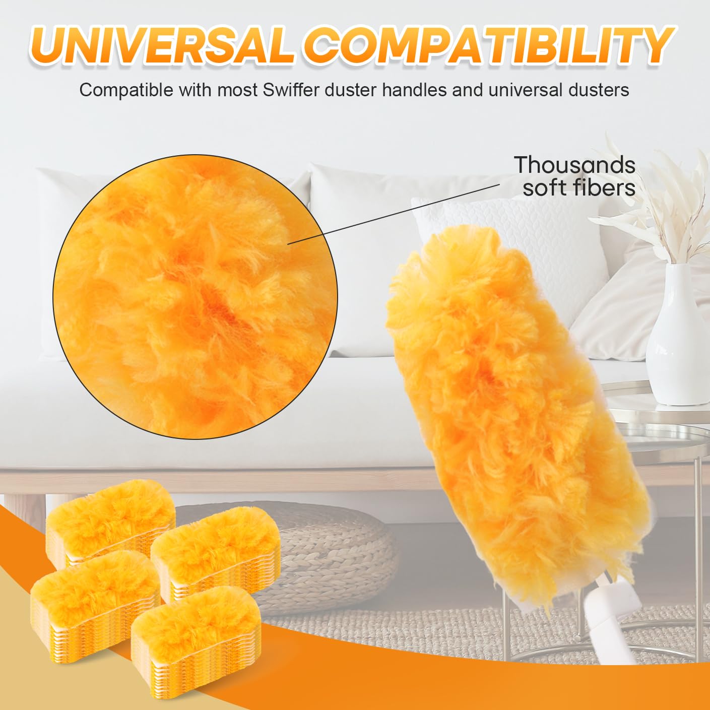 40Pack Duster Refills Compatible with Swiffer Duster,Heavy Duty Multi Surface 360 Microfiber Refills,Unscented Disposable Dusters Kit for Cleaning Dusting Furniture Blind Ceiling Fan(40 Pcs+ 1 Handle)