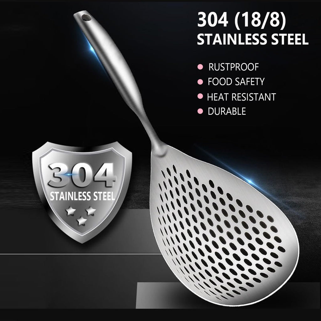 KAYCROWN Skimmer Slotted Spoon, 304 Stainless Steel Skimmer Ladle Skimmer Spoon Spider Strainer for Cooking and Frying, Pasta Strainer Spoon Frying Spoon Kitchen Cooking Colander Spoon