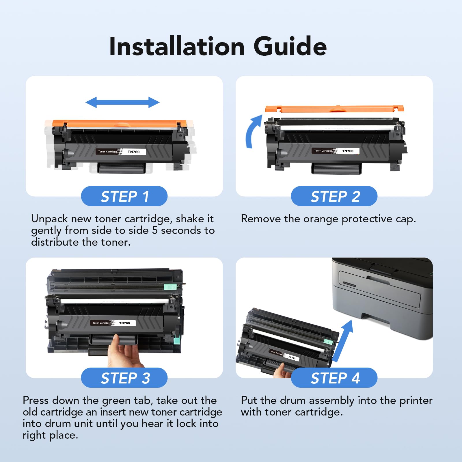 TN760 TN 760 TN730 Toner Cartridge Replacement for Brother High Yield TN-760 TN760 Toners, Compatible with DCP-L2550DW HL-L2350DW MFC-L2750DW MFC-l2710DW HL-L2370DW HL-L2390DW HL-L2395DW (2 Black)