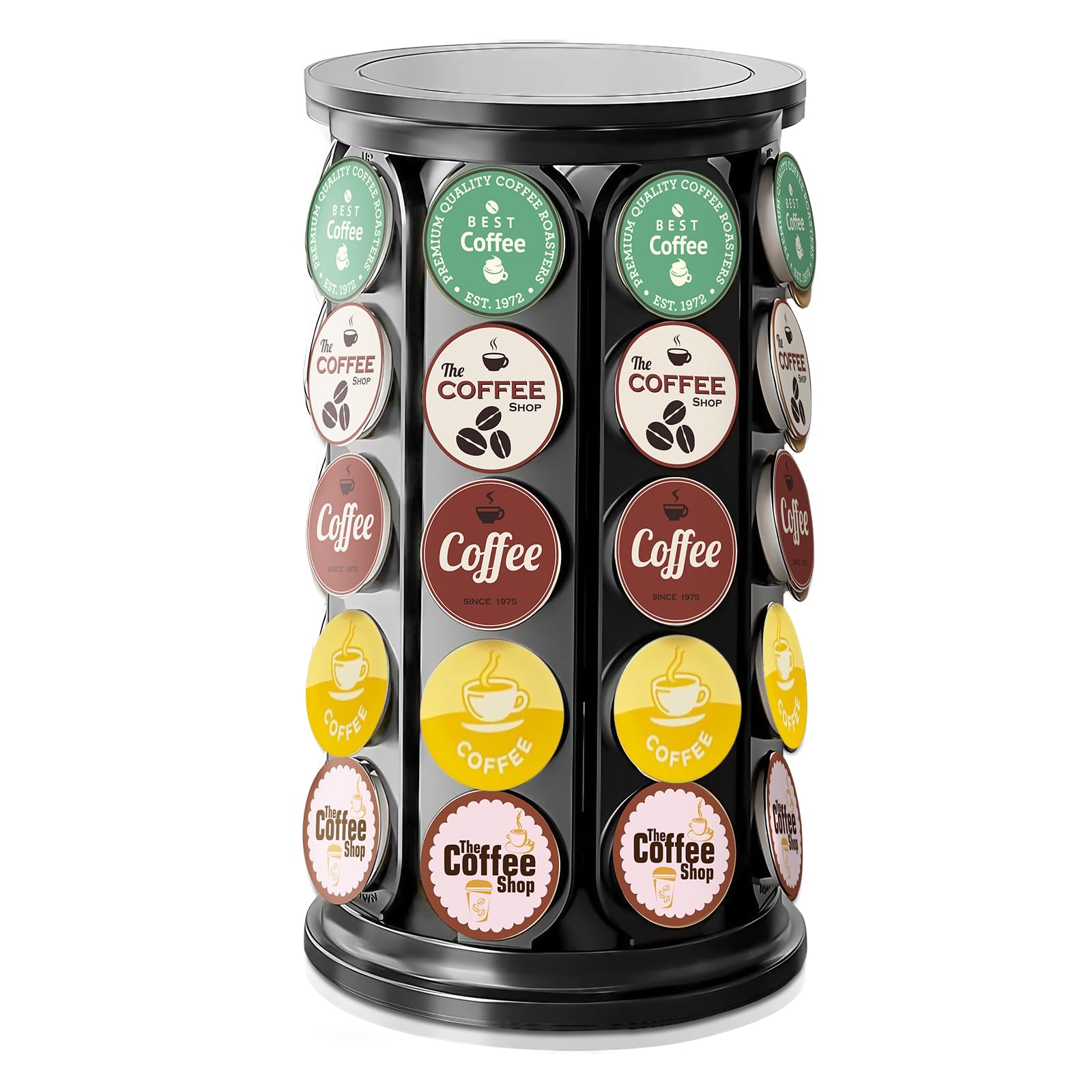 TOMSHUB K Cup Holder，Coffee Pod Storage Carousel Holder Organizer Compatible with 40 Keurig K-Cup Pods，Home or Office Kitchen Counter Organizer（Black）