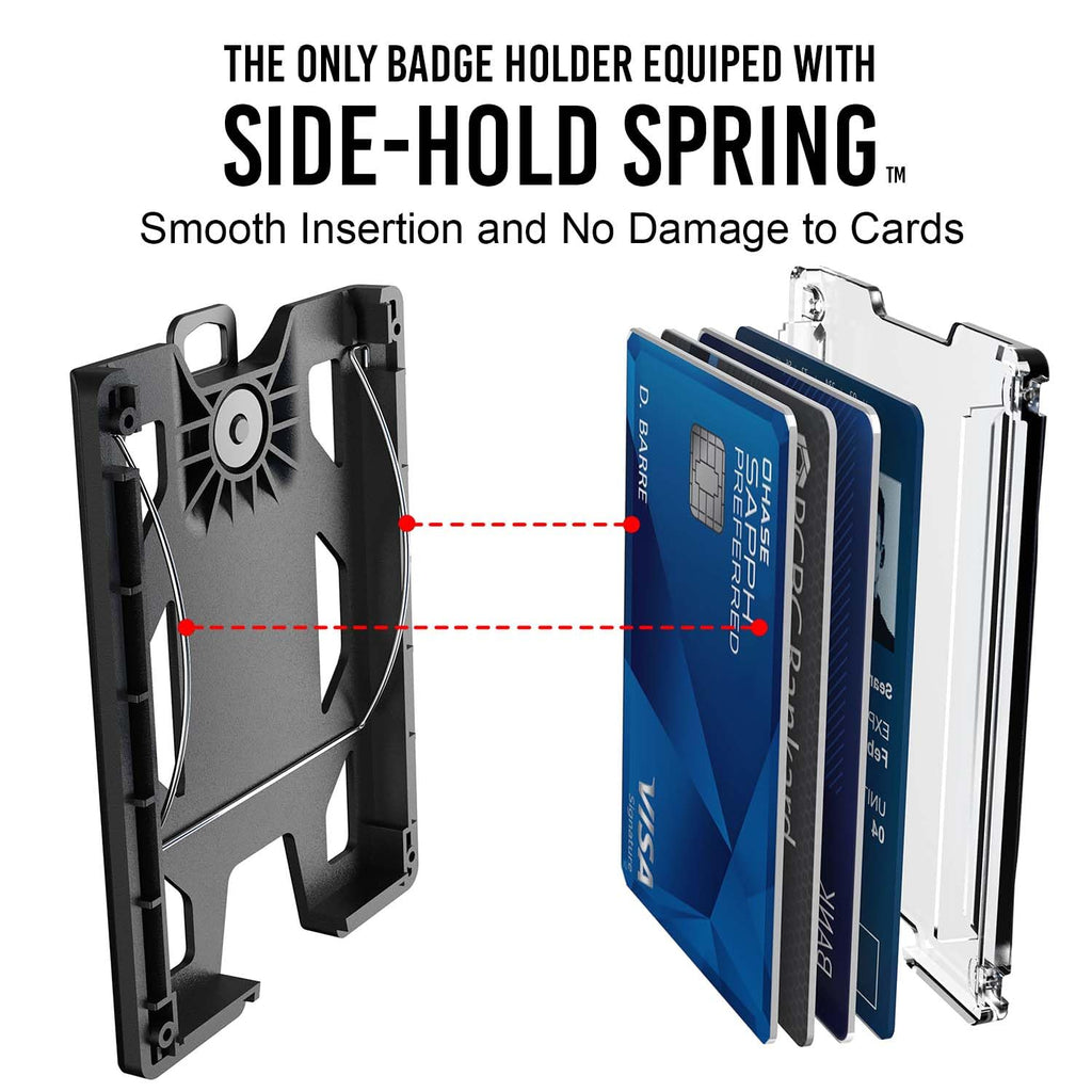 GOVO Badge Holder/Wallet - Durable Polycarbonate ID/Credit Holder with Metal Clip and 4 Cards Slot (Holds 1to 4 Cards) Black