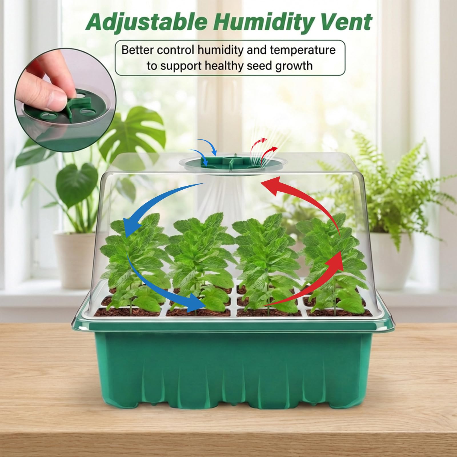 Verdenu Seed Starter Tray, 10 Pack 120 Cells Seed Starter Kit with Adjustable Humidity Dome, Upgrade Height Reusable Seed Starting Trays with Tools, Germination Kit for Seeds Starting