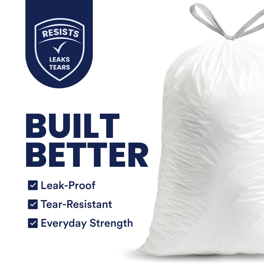 Plasticplace 8 Gallon White Drawstring Bags, 100 Count