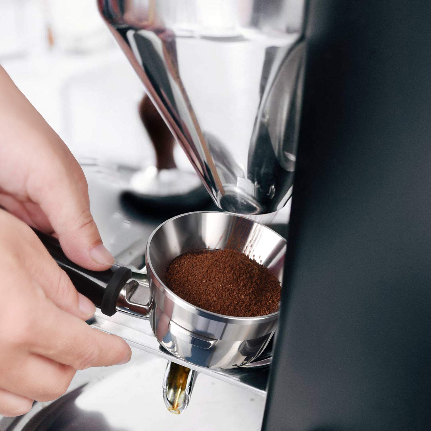 MATOW 58mm Espresso Dosing Funnel, Stainless Steel Coffee Dosing Ring Compatible With Portafilter