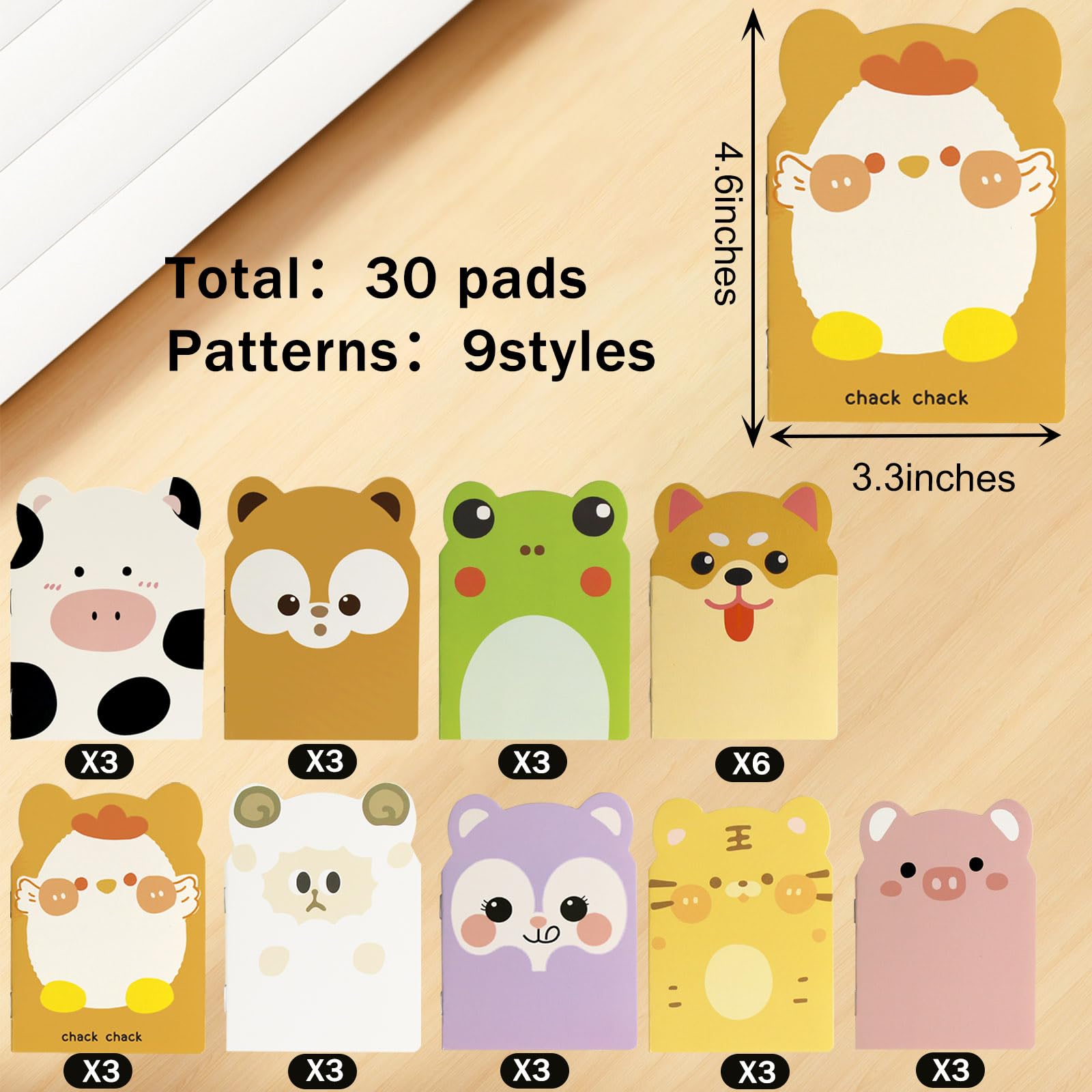 MAKIOTEKO 30 Packs Mini Animal Notebooks, Cute notebooks for kids Bulk Cartoon Frog Puppy Pig Chick Cow Notepad Themed Party Favors for School Christmas Supplies