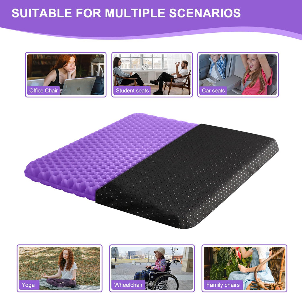 Large Gel Seat Cushion for Long Sitting with 2 Non-Slip Cover- 45 x 45cm,Soft & Breathable,Seat Cushion for Desk Chair,Wheelchair,Car,Stadium,Airplane,Blue Support,Office Chair,air Plane,bleacher