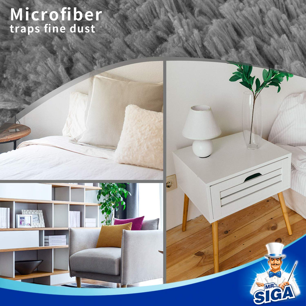 MR.SIGA Lint Free Microfiber Duster Refills, Washable Duster for Household Cleaning