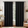 CUCRAF Blackout Curtains 2 Panels,Thermal Insulated Room Darkening Rod Pocket Black Out Curtains 84 Inch Long for Bedroom Living Room,52Wx84L Inch,Black