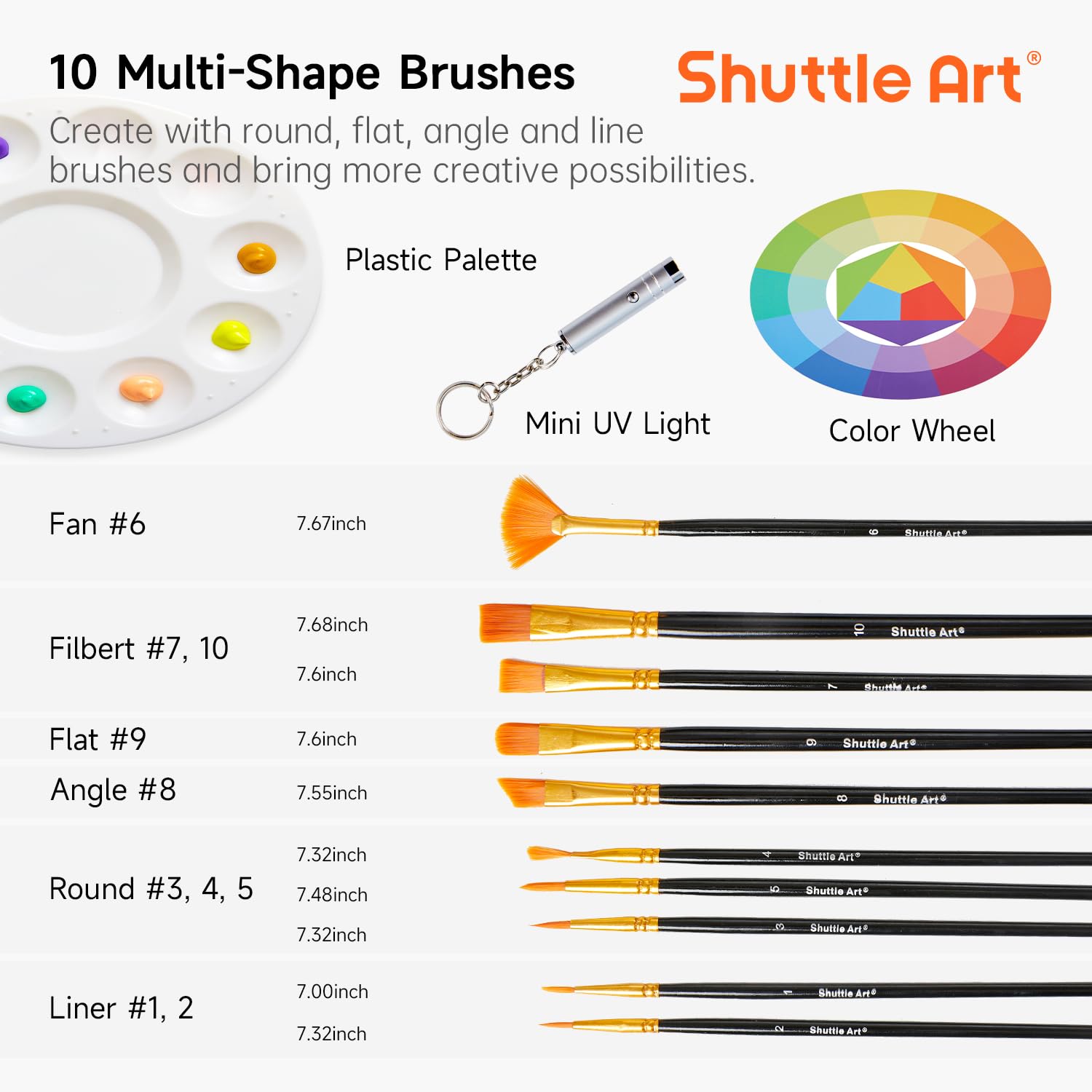 Shuttle Art 25 Colors Outdoor Acrylic Paint Set, 2oz/60ml Waterproof Acrylic Paint with 10 Brushes 1 Palette, Rich Pigmented Paints for Artists, Beginners on Rocks, Wood Crafts, Garden Statues