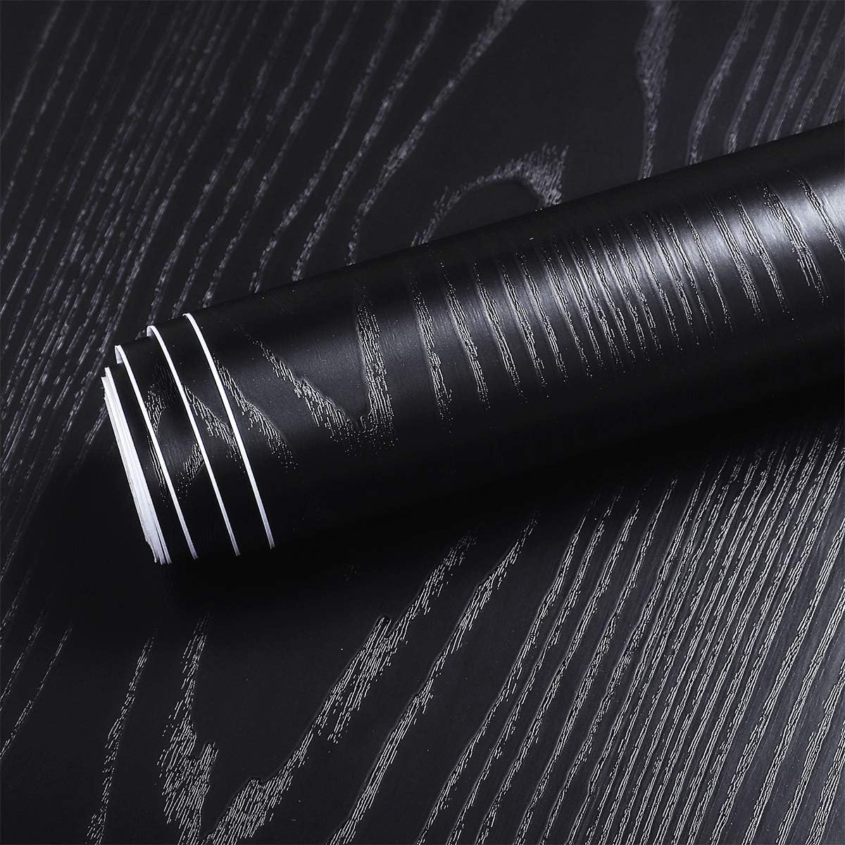 Livelynine 40CMx5M Thick Black Wood Contact Paper Peel and Stick Countertops for Kitchen Cabinet Wallpaper Stick on Countertop Covers Peel and Stick Desk Covering Waterproof Heavy Duty Vinyl Wrap