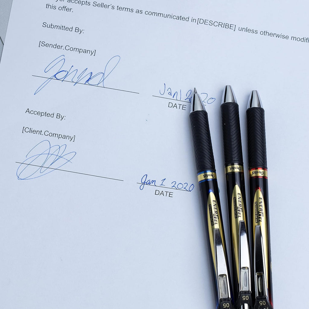 Pentel EnerGel Permanent Retractable Liquid Gel Rollerball Pen, Archival Quality, Water Resistant Ink, For Signing Important Documents, 0.5mm Fine Point, Blue Ink, BLP75-C, Box of 12