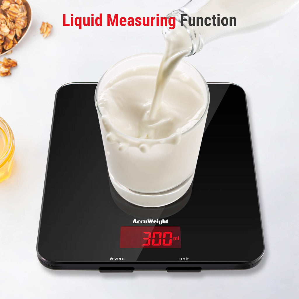 Accuweight 201B Digital Food Scale with Tempered Glass Surface, 5kg/11lb Kitchen Scale with LCD Display, 4 Units & 0.1oz/1g Precision Weight Scale for Baking Cooking Meal Prep