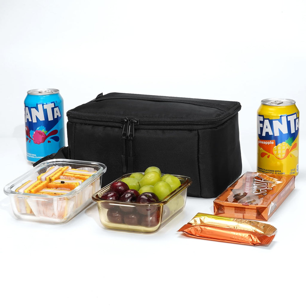 Cerbonny Small Cooler Bag Freezable Lunch Bag, Small Lunch Bag Insulated with Ice Pack, Mini Cooler Bag for Work School Trip,Fit for 3+,(Black)