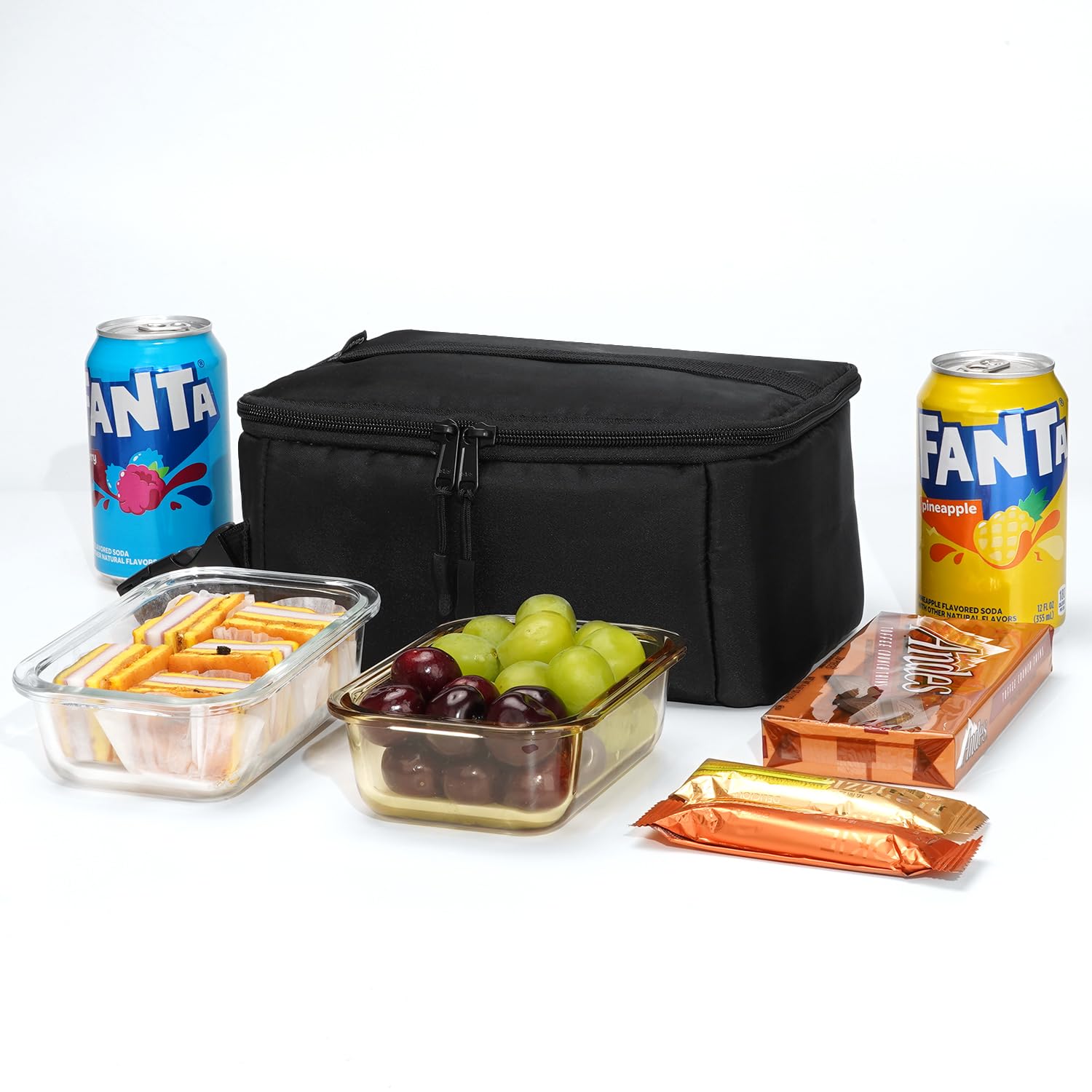 Cerbonny Small Cooler Bag Freezable Lunch Bag, Small Lunch Bag Insulated with Ice Pack, Mini Cooler Bag for Work School Trip,Fit for 3+,(Black)