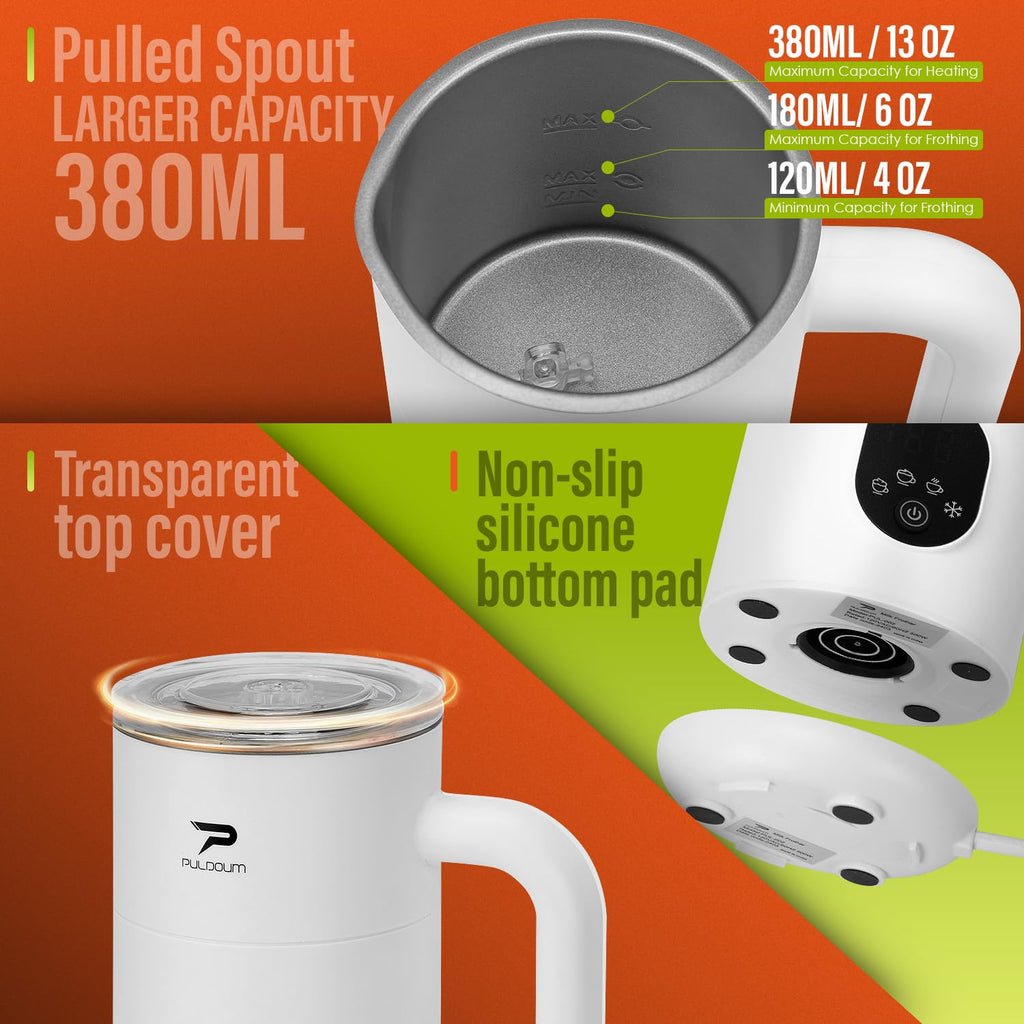 Milk Frother and Steamer 4 in 1 Automatic Coffee Steamer Frother, 11.8OZ / 350ML Warm and Cold Foam Frother for Coffee,Latte, Cappuccino, Macchiato, Hot Chocolate