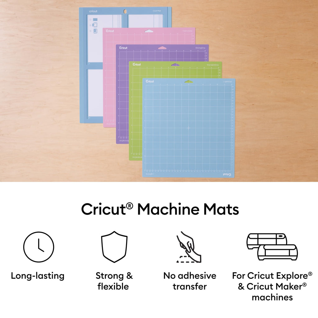 Cricut StandardGrip Machine Mats 12in x 12in, Reusable Cutting Mats for Crafts with Protective Film, Use with Cardstock, Iron On, Vinyl and More, Compatible with Cricut Explore & Maker (3 Count)