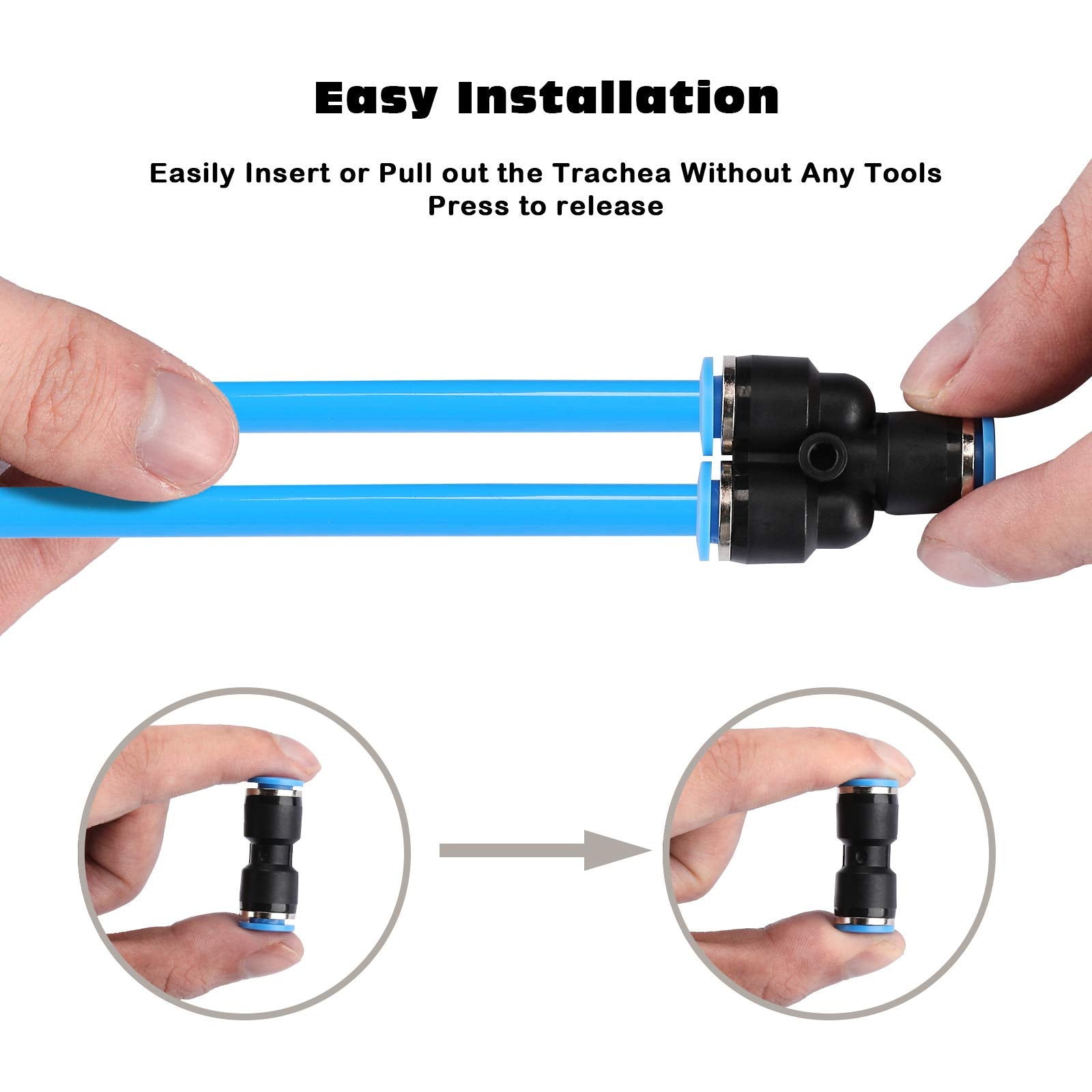 AIRTOON Air Hose Pipe Tube Kit 6mm OD with 1/4” Push to Connect Air Fittings (13 PCS)，Pneumatic Air Line Connector